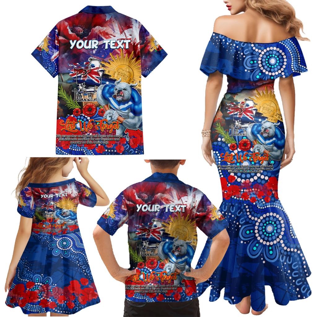 Personalised Australia Rugby Bulldogs ANZAC Family Matching Mermaid Dress and Hawaiian Shirt Canterbury-Bankstown Scratch Style
