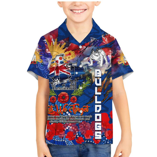 Personalised Australia Rugby Bulldogs ANZAC Family Matching Mermaid Dress and Hawaiian Shirt Canterbury-Bankstown Scratch Style