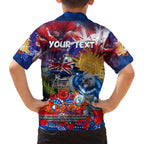 Personalised Australia Rugby Bulldogs ANZAC Family Matching Off Shoulder Maxi Dress and Hawaiian Shirt Canterbury-Bankstown Scratch Style