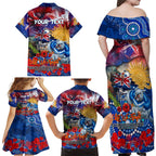 Personalised Australia Rugby Bulldogs ANZAC Family Matching Off Shoulder Maxi Dress and Hawaiian Shirt Canterbury-Bankstown Scratch Style