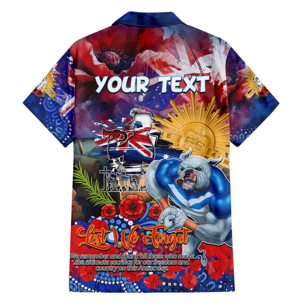 Personalised Australia Rugby Bulldogs ANZAC Family Matching Off Shoulder Maxi Dress and Hawaiian Shirt Canterbury-Bankstown Scratch Style