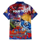 Personalised Australia Rugby Bulldogs ANZAC Family Matching Off Shoulder Short Dress and Hawaiian Shirt Canterbury-Bankstown Scratch Style