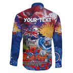 Personalised Australia Rugby Bulldogs ANZAC Family Matching Off Shoulder Short Dress and Hawaiian Shirt Canterbury-Bankstown Scratch Style