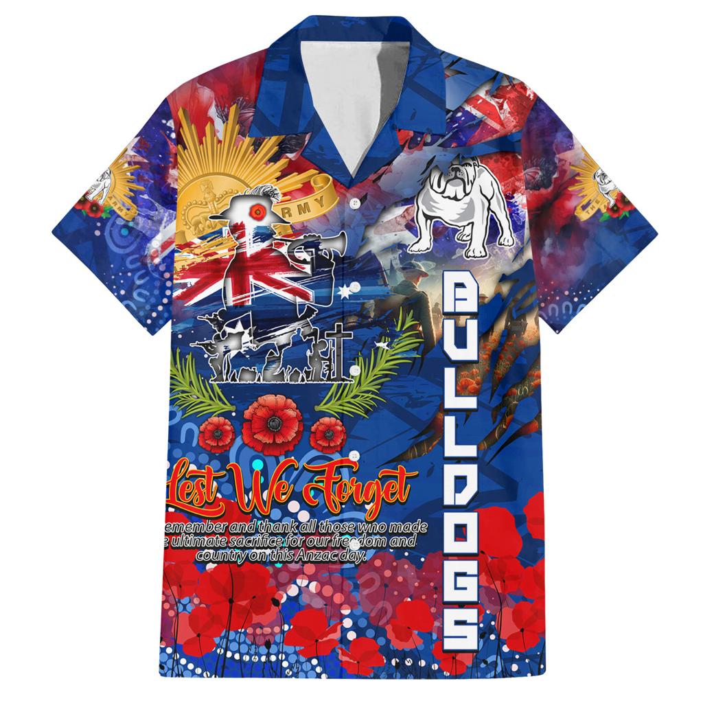 Personalised Australia Rugby Bulldogs ANZAC Family Matching Puletasi and Hawaiian Shirt Canterbury-Bankstown Scratch Style