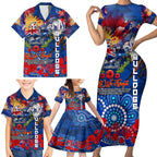 Personalised Australia Rugby Bulldogs ANZAC Family Matching Short Sleeve Bodycon Dress and Hawaiian Shirt Canterbury-Bankstown Scratch Style