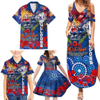 Personalised Australia Rugby Bulldogs ANZAC Family Matching Summer Maxi Dress and Hawaiian Shirt Canterbury-Bankstown Scratch Style
