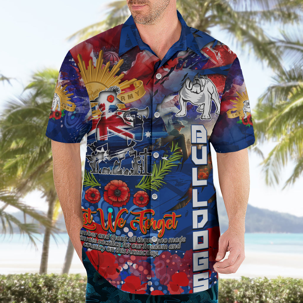 Personalised Australia Rugby Bulldogs ANZAC Hawaiian Shirt Canterbury-Bankstown Scratch Style