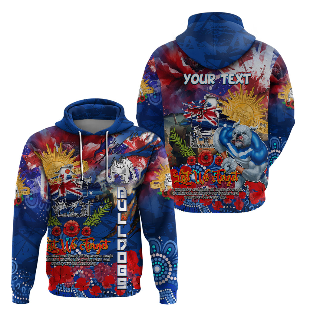 Personalised Australia Rugby Bulldogs ANZAC Hoodie Canterbury-Bankstown Scratch Style