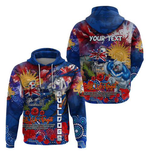Personalised Australia Rugby Bulldogs ANZAC Hoodie Canterbury-Bankstown Scratch Style