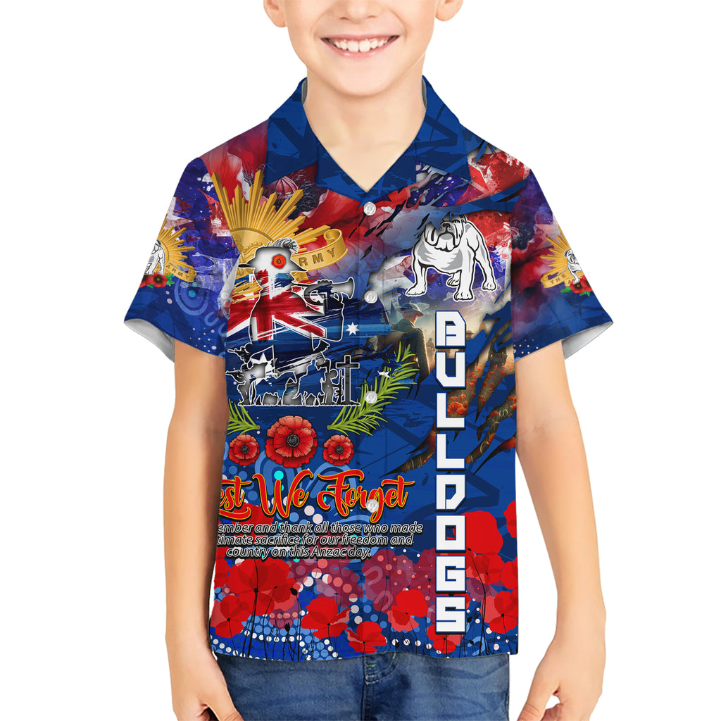 Personalised Australia Rugby Bulldogs ANZAC Kid Hawaiian Shirt Canterbury-Bankstown Scratch Style