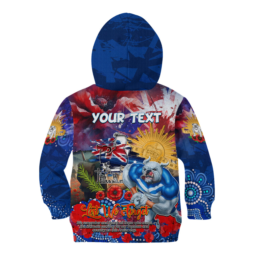 Personalised Australia Rugby Bulldogs ANZAC Kid Hoodie Canterbury-Bankstown Scratch Style