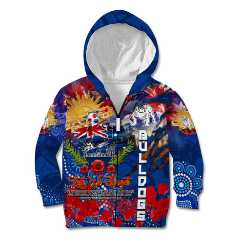 Personalised Australia Rugby Bulldogs ANZAC Kid Hoodie Canterbury-Bankstown Scratch Style