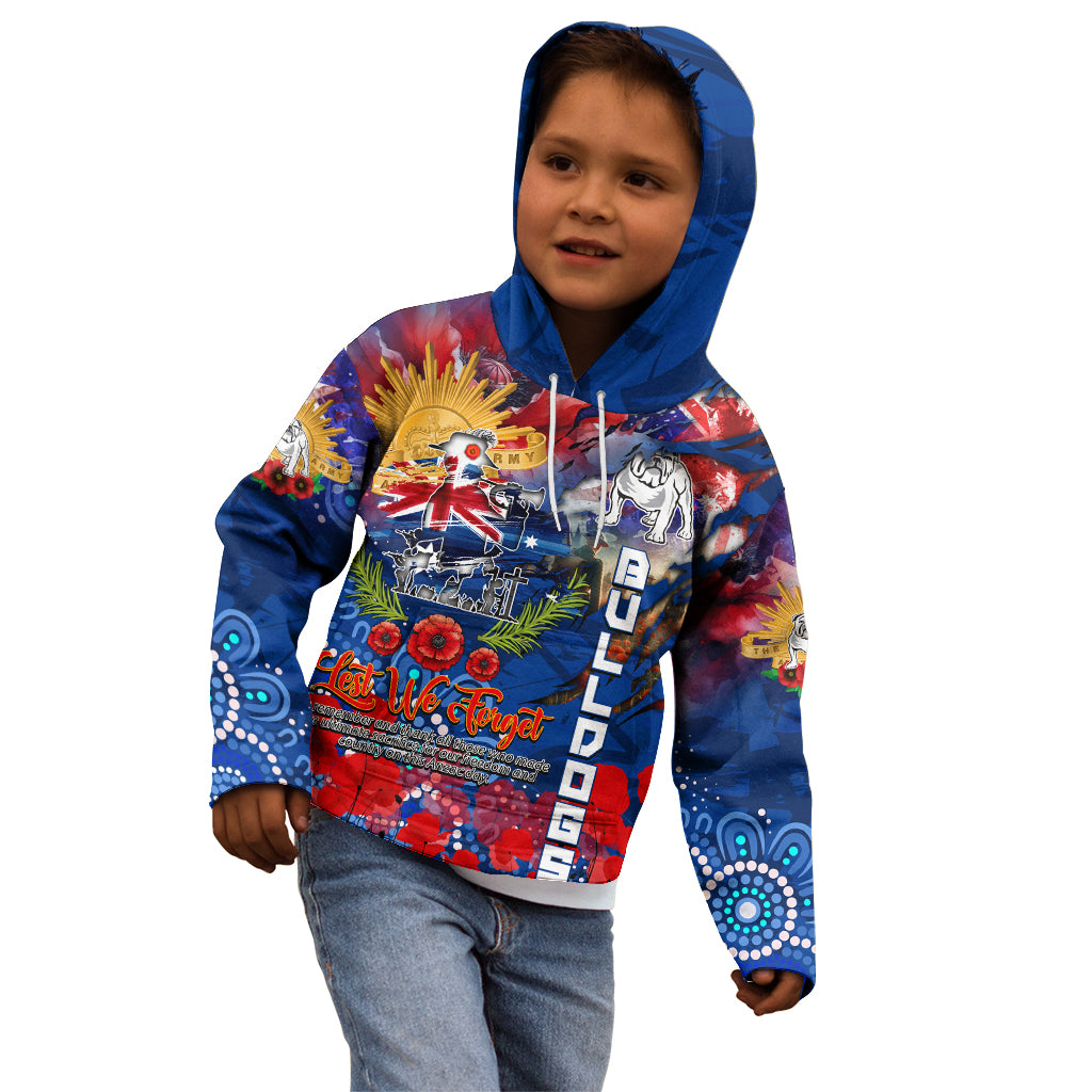 Personalised Australia Rugby Bulldogs ANZAC Kid Hoodie Canterbury-Bankstown Scratch Style