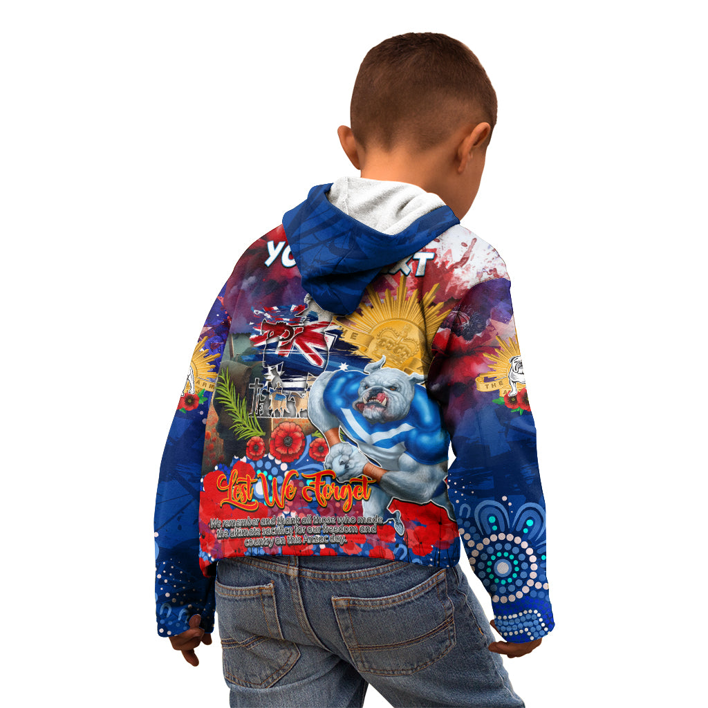 Personalised Australia Rugby Bulldogs ANZAC Kid Hoodie Canterbury-Bankstown Scratch Style