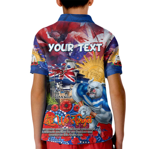 Personalised Australia Rugby Bulldogs ANZAC Kid Polo Shirt Canterbury-Bankstown Scratch Style