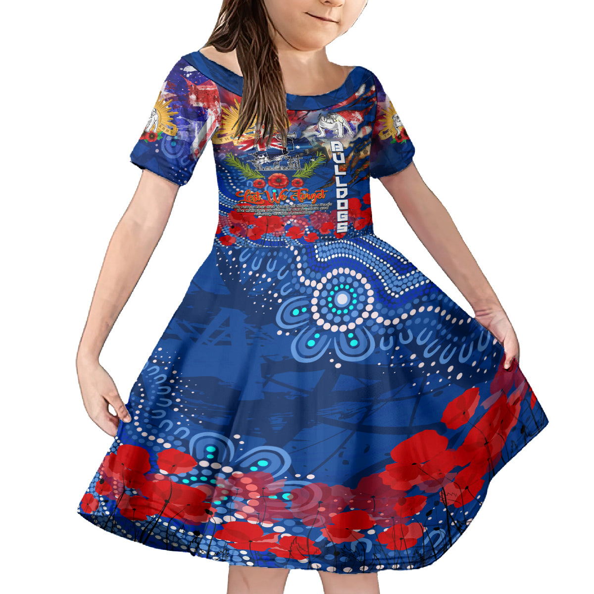 Personalised Australia Rugby Bulldogs ANZAC Kid Short Sleeve Dress Canterbury-Bankstown Scratch Style