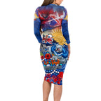 Personalised Australia Rugby Bulldogs ANZAC Long Sleeve Bodycon Dress Canterbury-Bankstown Scratch Style