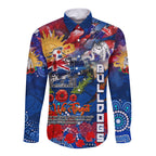 Personalised Australia Rugby Bulldogs ANZAC Long Sleeve Button Shirt Canterbury-Bankstown Scratch Style