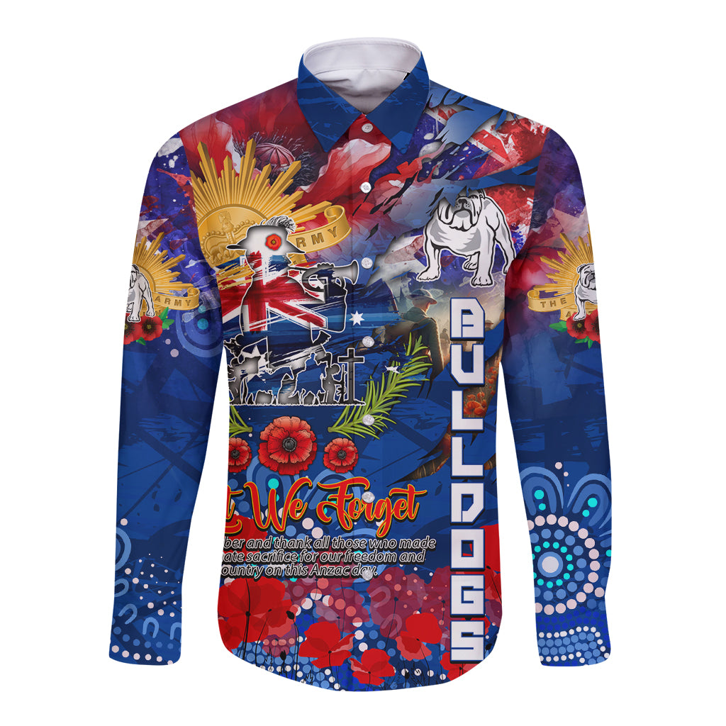 Personalised Australia Rugby Bulldogs ANZAC Long Sleeve Button Shirt Canterbury-Bankstown Scratch Style