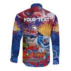 Personalised Australia Rugby Bulldogs ANZAC Long Sleeve Button Shirt Canterbury-Bankstown Scratch Style