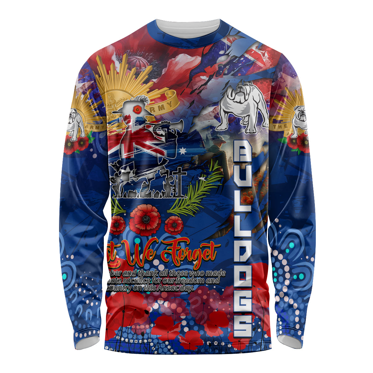 Personalised Australia Rugby Bulldogs ANZAC Long Sleeve Shirt Canterbury-Bankstown Scratch Style