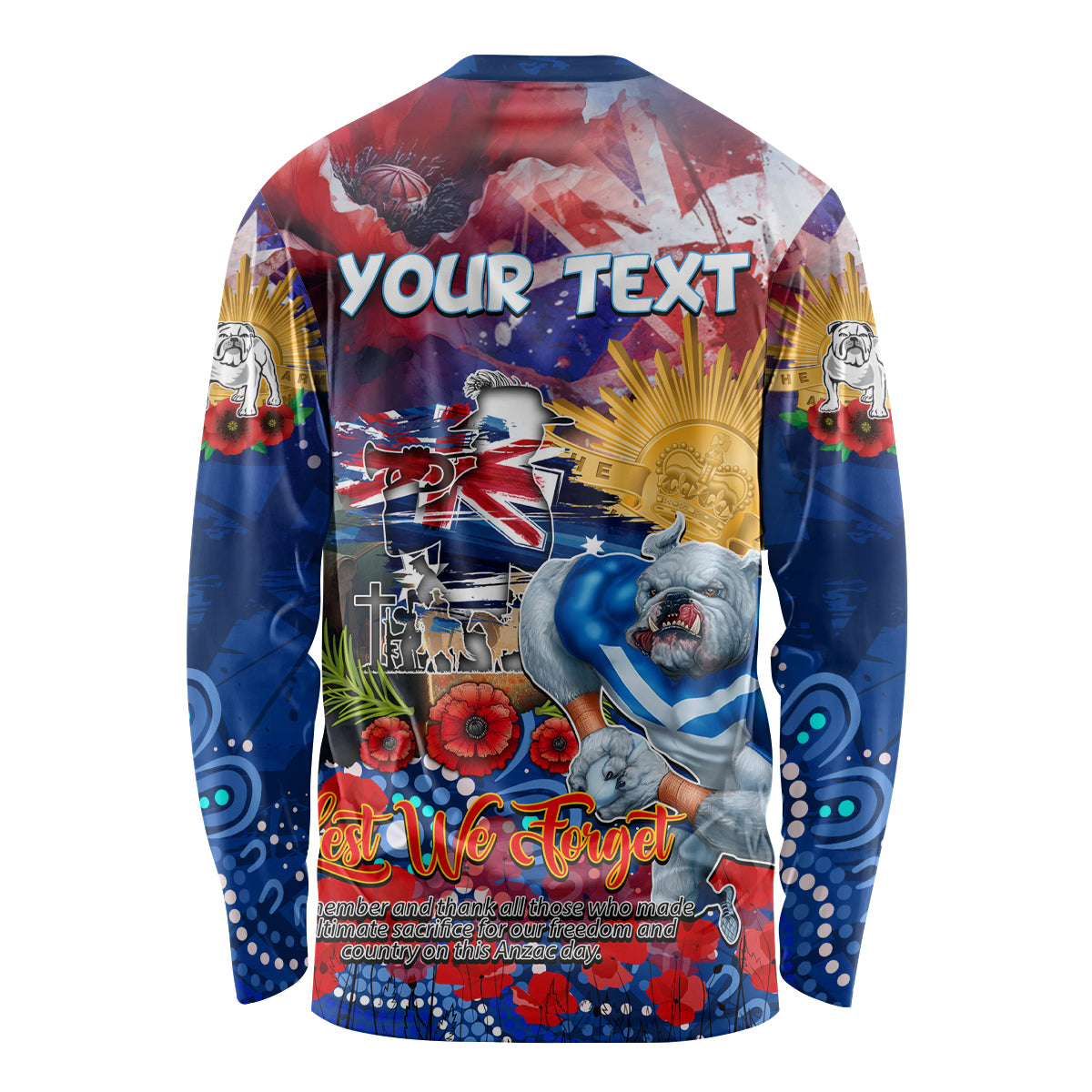 Personalised Australia Rugby Bulldogs ANZAC Long Sleeve Shirt Canterbury-Bankstown Scratch Style