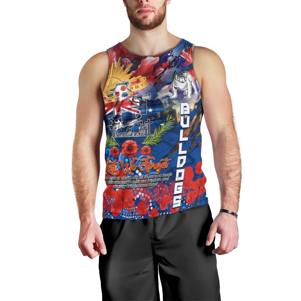 Personalised Australia Rugby Bulldogs ANZAC Men Tank Top Canterbury-Bankstown Scratch Style