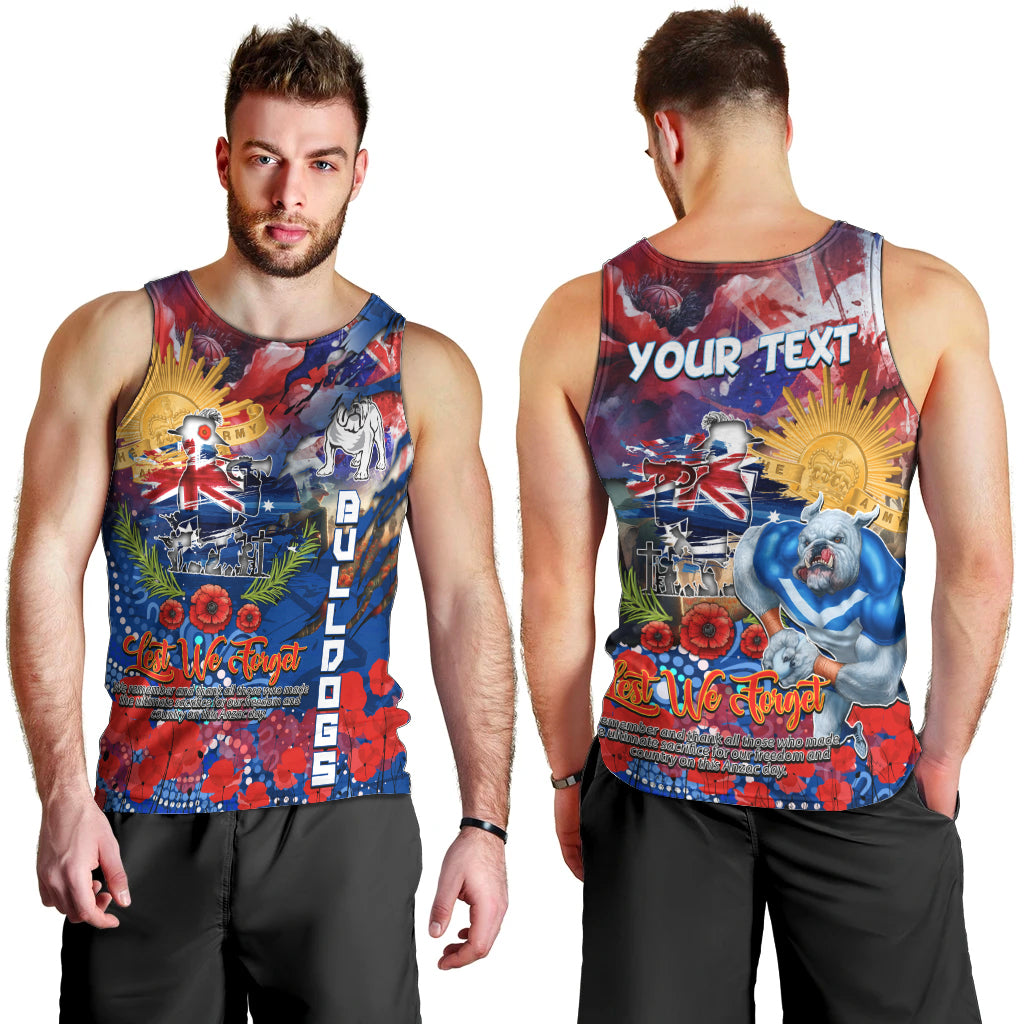 Personalised Australia Rugby Bulldogs ANZAC Men Tank Top Canterbury-Bankstown Scratch Style