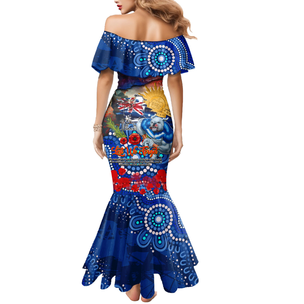 Personalised Australia Rugby Bulldogs ANZAC Mermaid Dress Canterbury-Bankstown Scratch Style