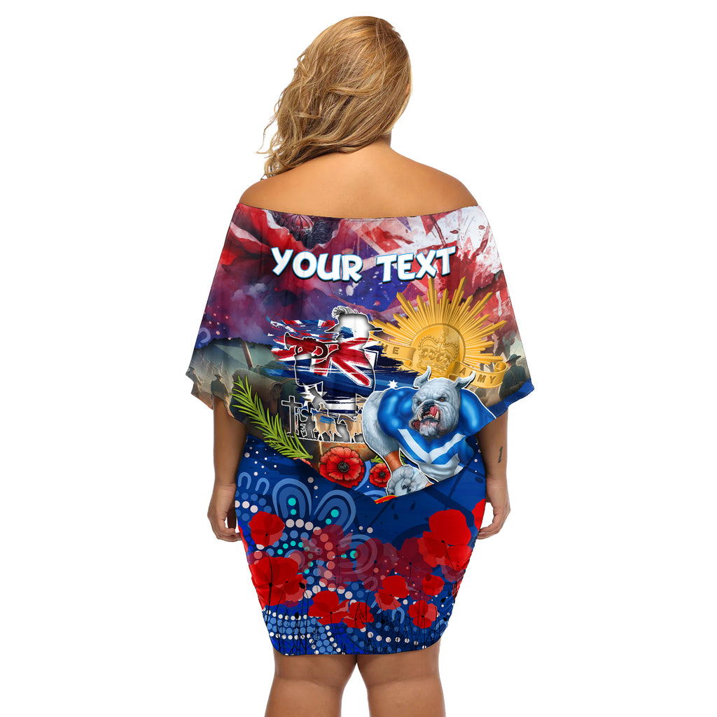 Personalised Australia Rugby Bulldogs ANZAC Off Shoulder Short Dress Canterbury-Bankstown Scratch Style