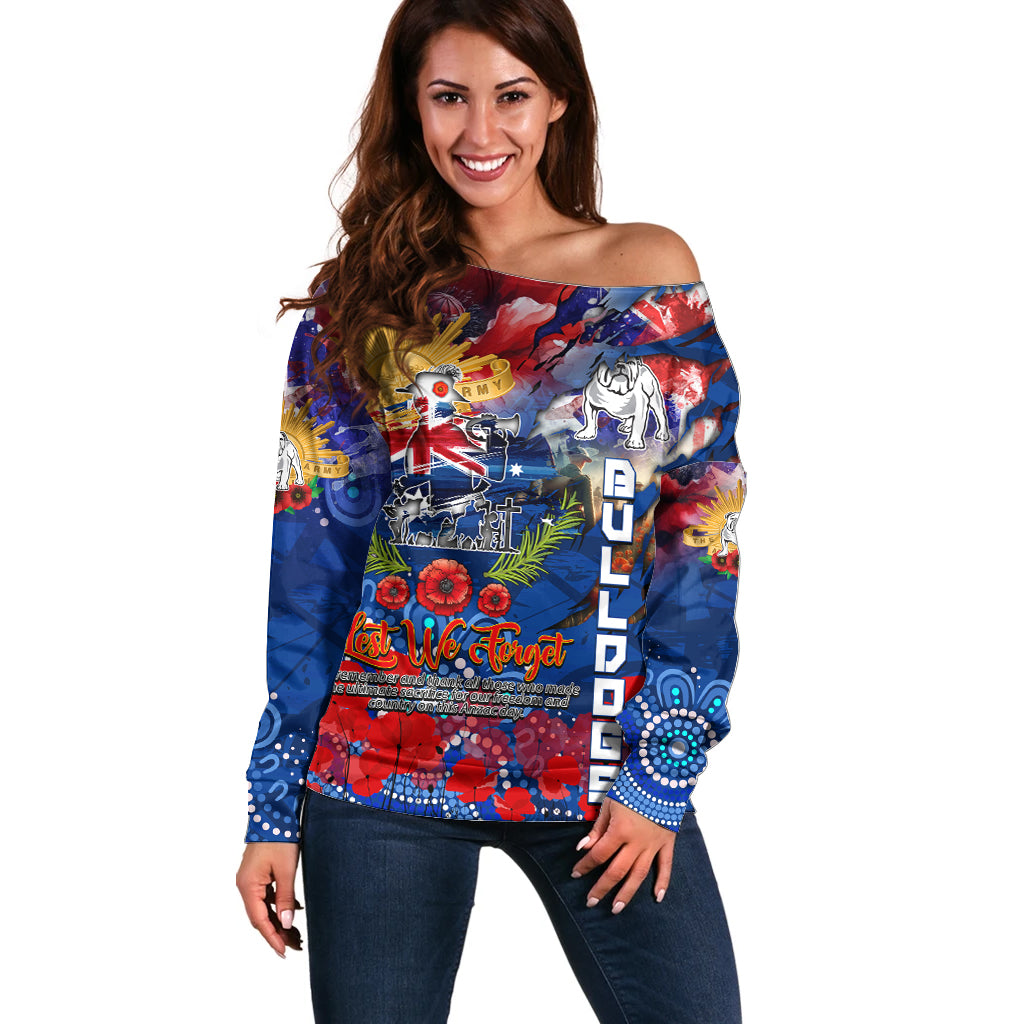 Personalised Australia Rugby Bulldogs ANZAC Off Shoulder Sweater Canterbury-Bankstown Scratch Style