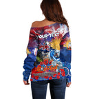 Personalised Australia Rugby Bulldogs ANZAC Off Shoulder Sweater Canterbury-Bankstown Scratch Style