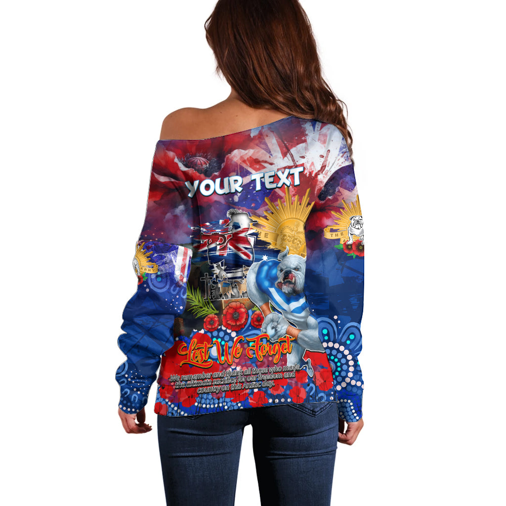 Personalised Australia Rugby Bulldogs ANZAC Off Shoulder Sweater Canterbury-Bankstown Scratch Style