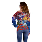 Personalised Australia Rugby Bulldogs ANZAC Off Shoulder Sweater Canterbury-Bankstown Scratch Style