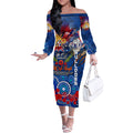 Personalised Australia Rugby Bulldogs ANZAC Off The Shoulder Long Sleeve Dress Canterbury-Bankstown Scratch Style
