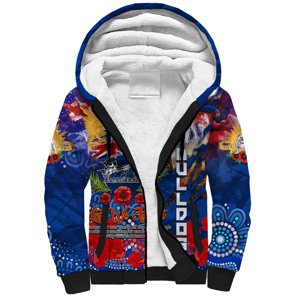 Personalised Australia Rugby Bulldogs ANZAC Sherpa Hoodie Canterbury-Bankstown Scratch Style