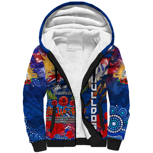 Personalised Australia Rugby Bulldogs ANZAC Sherpa Hoodie Canterbury-Bankstown Scratch Style