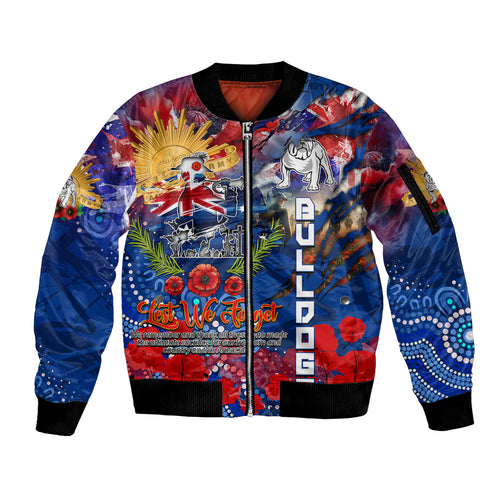 Personalised Australia Rugby Bulldogs ANZAC Sleeve Zip Bomber Jacket Canterbury-Bankstown Scratch Style
