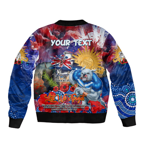 Personalised Australia Rugby Bulldogs ANZAC Sleeve Zip Bomber Jacket Canterbury-Bankstown Scratch Style