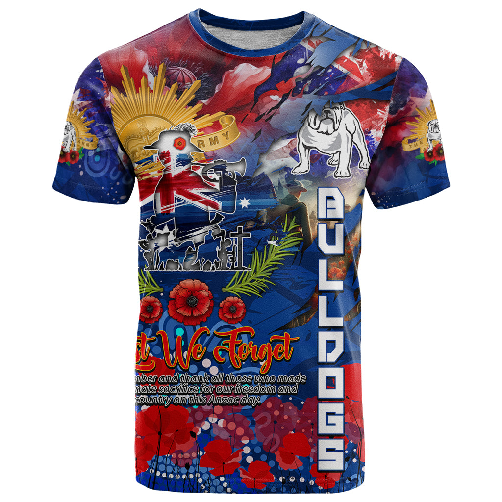 Personalised Australia Rugby Bulldogs ANZAC T Shirt Canterbury-Bankstown Scratch Style