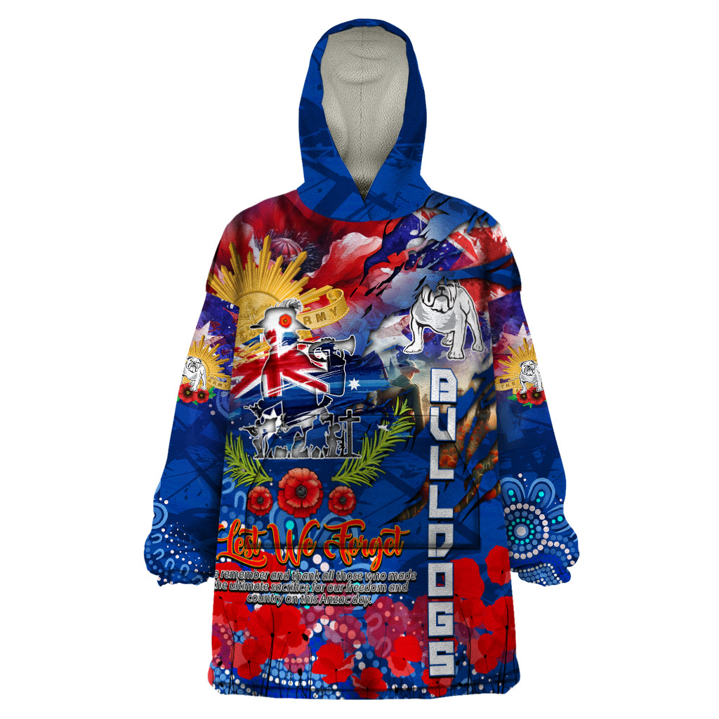 Personalised Australia Rugby Bulldogs ANZAC Wearable Blanket Hoodie Canterbury-Bankstown Scratch Style