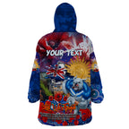Personalised Australia Rugby Bulldogs ANZAC Wearable Blanket Hoodie Canterbury-Bankstown Scratch Style
