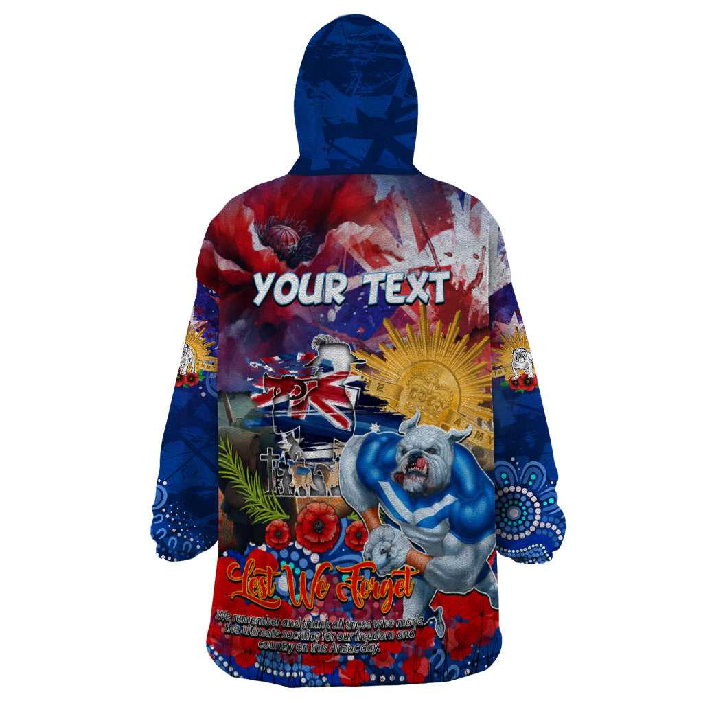 Personalised Australia Rugby Bulldogs ANZAC Wearable Blanket Hoodie Canterbury-Bankstown Scratch Style