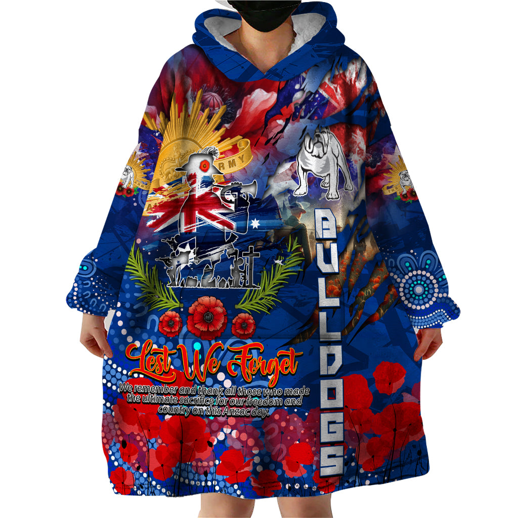 Personalised Australia Rugby Bulldogs ANZAC Wearable Blanket Hoodie Canterbury-Bankstown Scratch Style