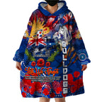 Personalised Australia Rugby Bulldogs ANZAC Wearable Blanket Hoodie Canterbury-Bankstown Scratch Style