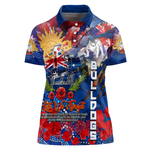 Personalised Australia Rugby Bulldogs ANZAC Women Polo Shirt Canterbury-Bankstown Scratch Style