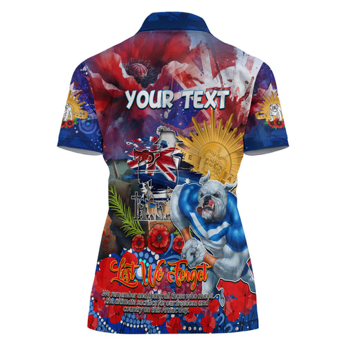 Personalised Australia Rugby Bulldogs ANZAC Women Polo Shirt Canterbury-Bankstown Scratch Style