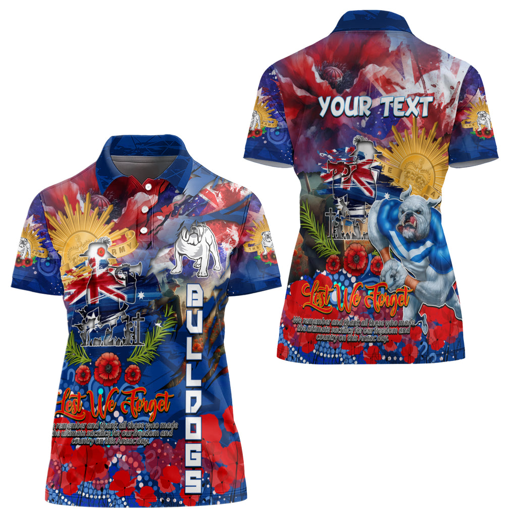 Personalised Australia Rugby Bulldogs ANZAC Women Polo Shirt Canterbury-Bankstown Scratch Style