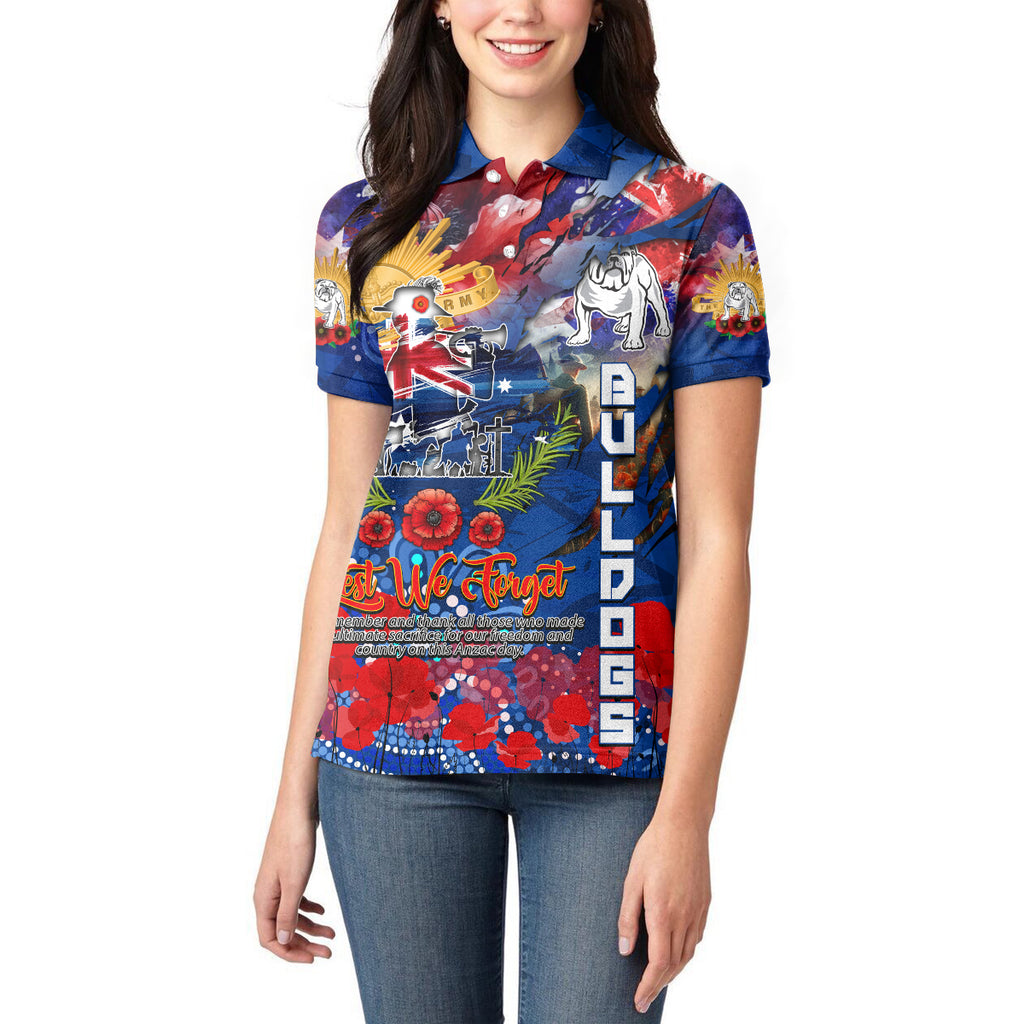 Personalised Australia Rugby Bulldogs ANZAC Women Polo Shirt Canterbury-Bankstown Scratch Style