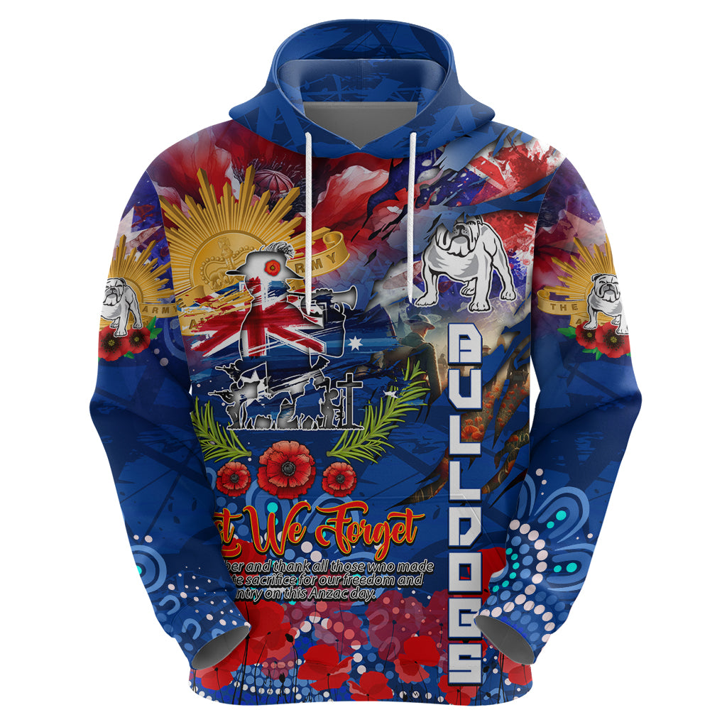Personalised Australia Rugby Bulldogs ANZAC Zip Hoodie Canterbury-Bankstown Scratch Style